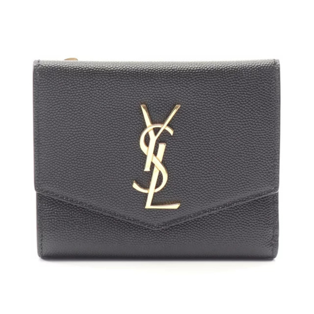 Saint Laurent Paris Uptown Compact Wallet Bi fold Leather Black